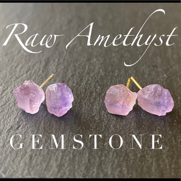 🆕 New Raw Light Amethyst Gemstone Earrings - Picture 9 of 9